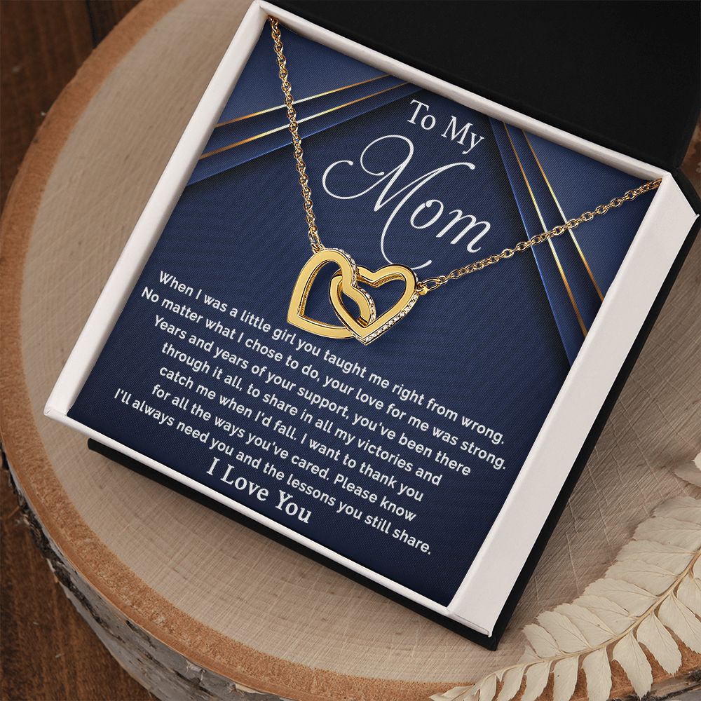 To My Mom - I Want To Thank You For All interlocking hear necklace