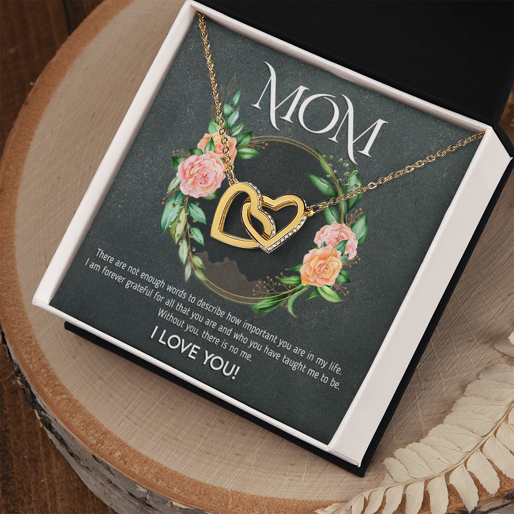 Mom - Not Enough Words interlocking hear necklace