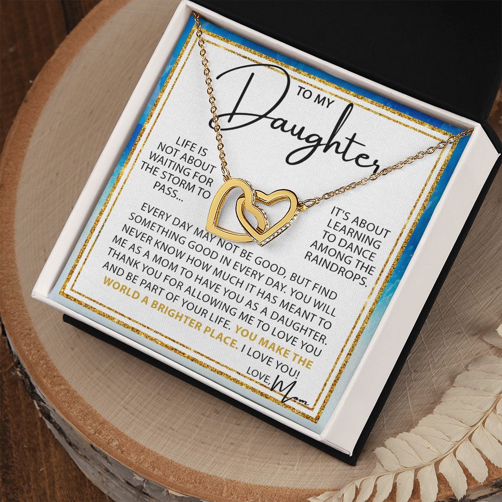 Dance In The Rain - To My Daughter interlocking hear necklace