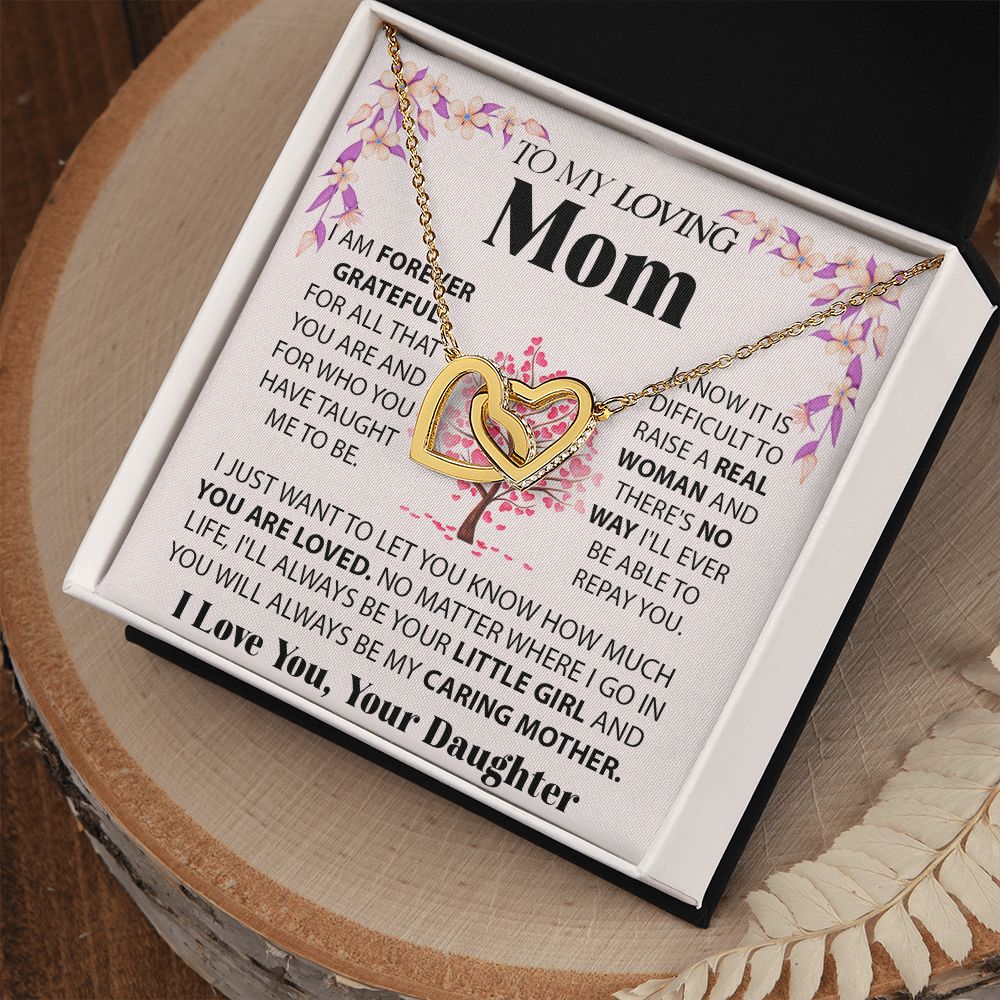 Loving Mom interlocking hear necklace