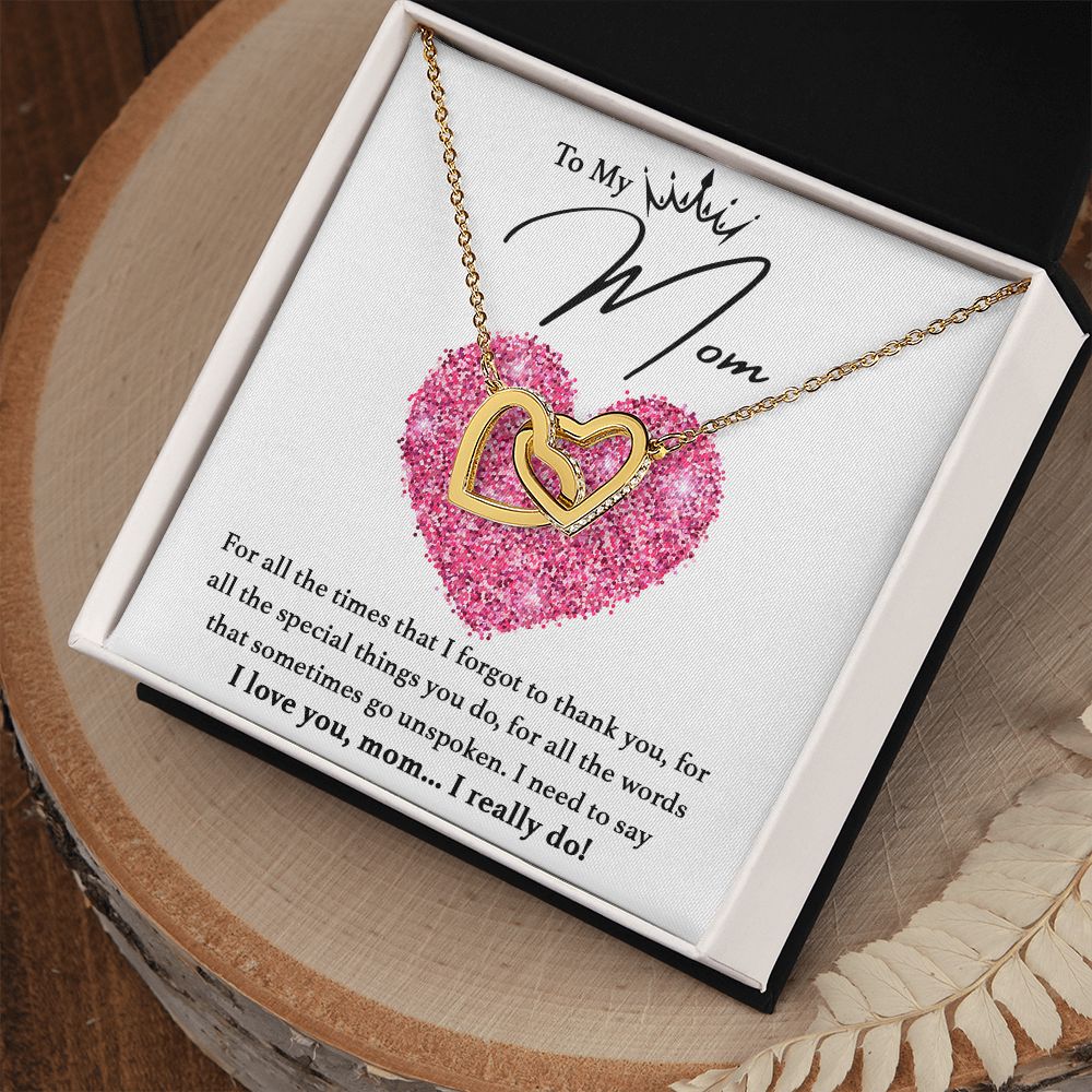 I Love You, Mom...I Really Do interlocking hear necklace