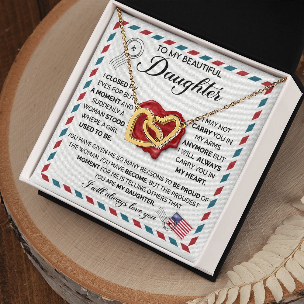 Beautiful Daughter - Closed My Eyes interlocking hear necklace