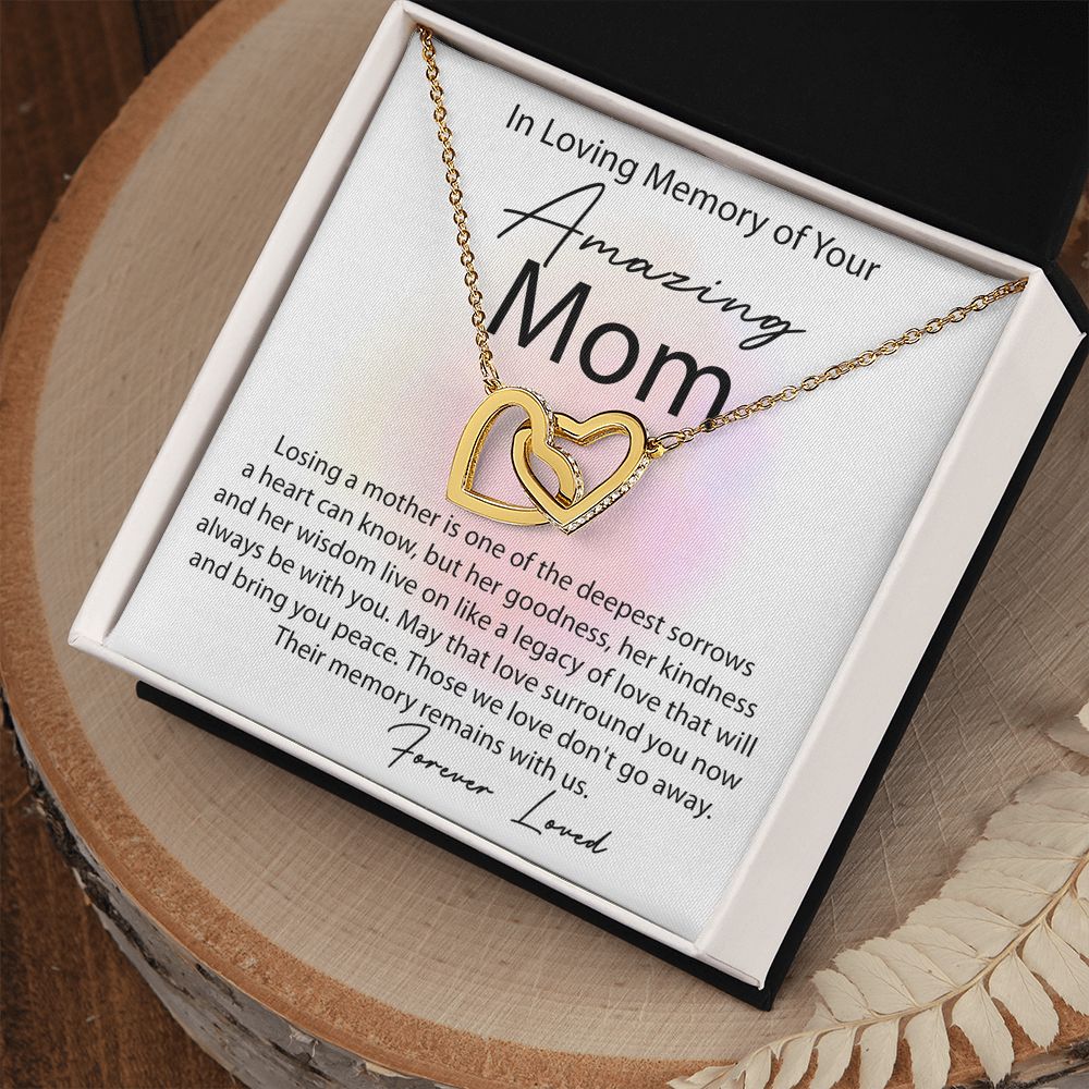 Loving Memory Mom interlocking hear necklace