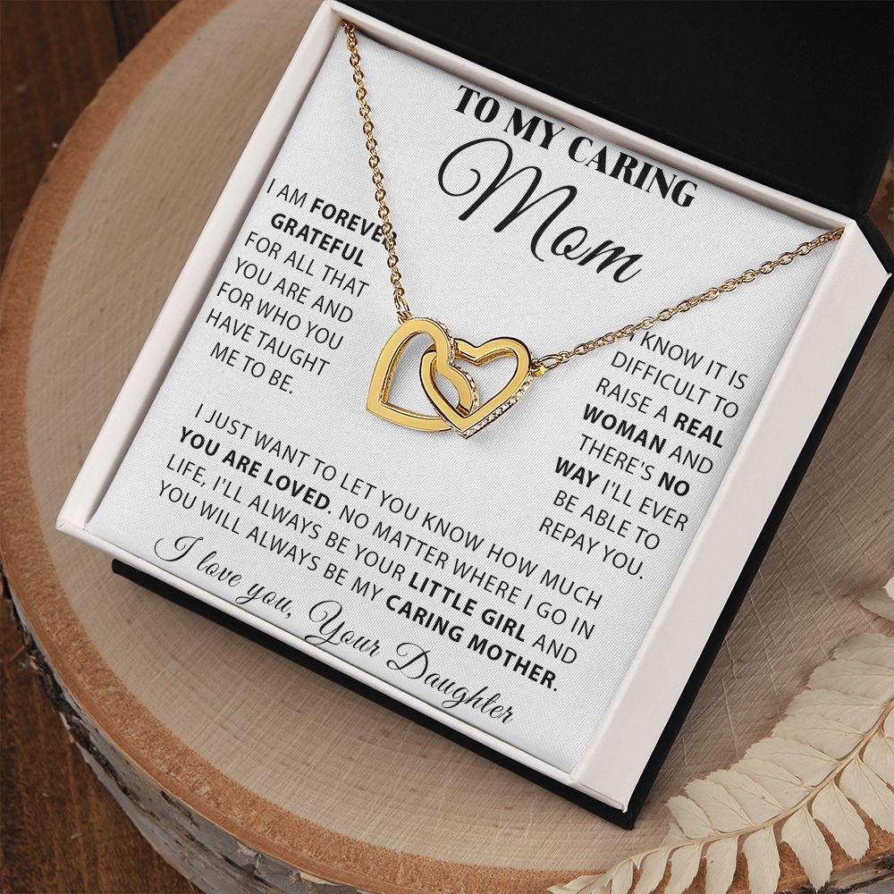Mom - Forever Grateful interlocking hear necklace