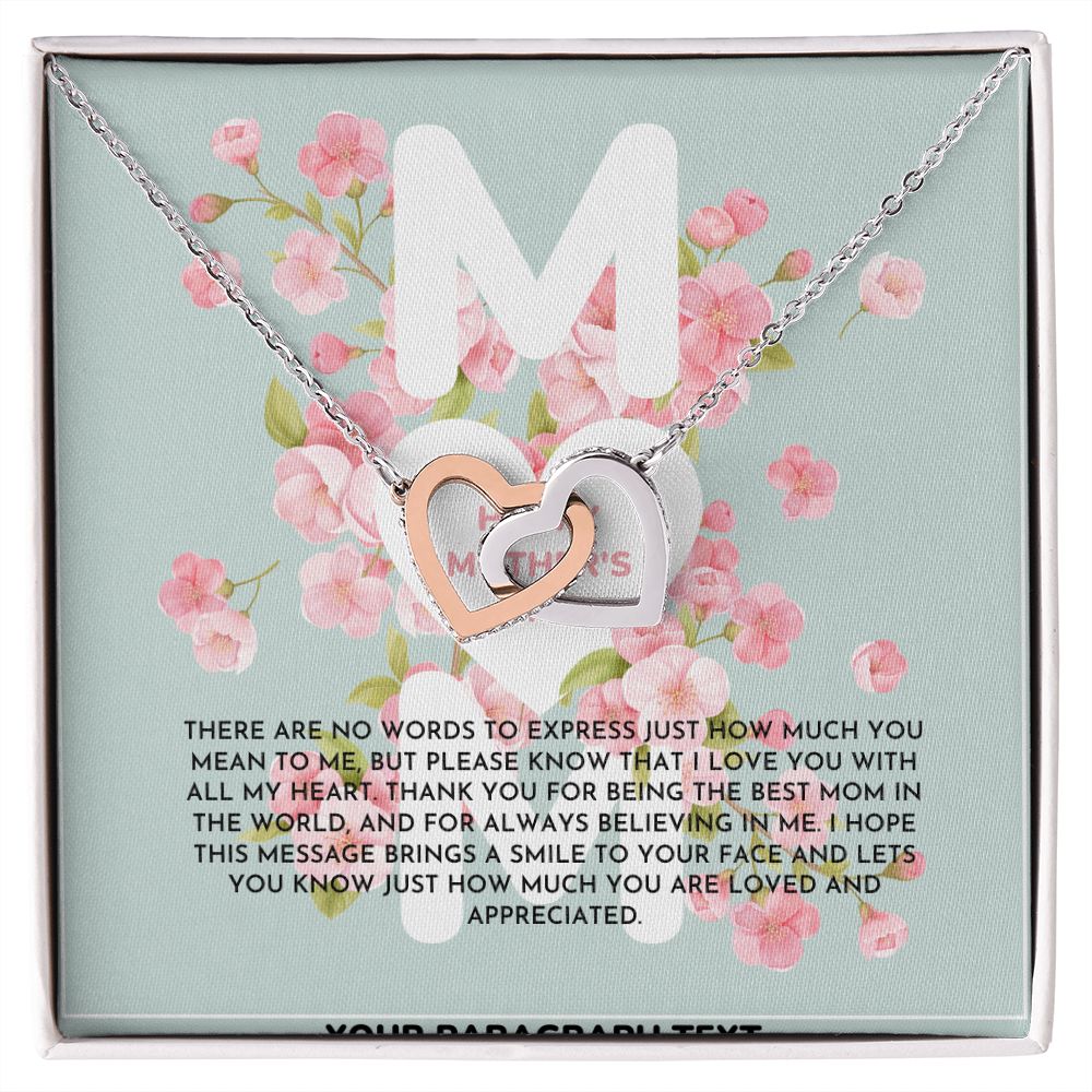 Blue and Pink Floral Spring Mother's Day Card (1000 × 1000 px) interlocking hear necklace