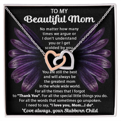 Your Stubborn Child interlocking hear necklace