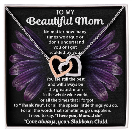 Your Stubborn Child interlocking hear necklace