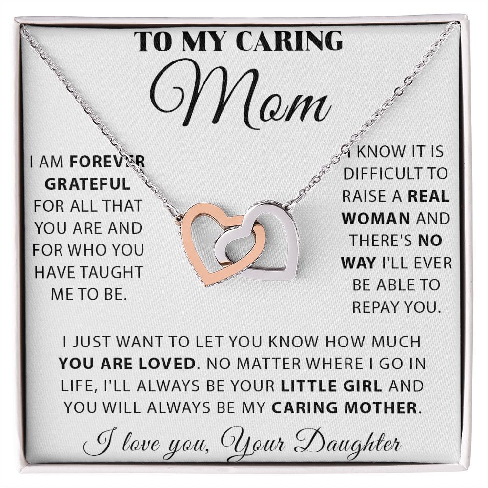 Mom - Forever Grateful interlocking hear necklace