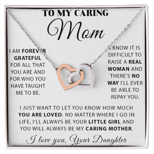 Mom - Forever Grateful interlocking hear necklace