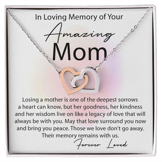 Loving Memory Mom interlocking hear necklace
