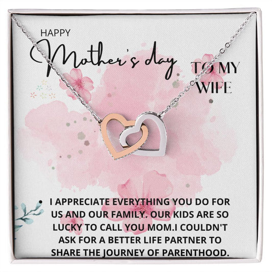 mother's day from husband interlocking hear necklace