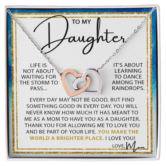 Dance In The Rain - To My Daughter interlocking hear necklace