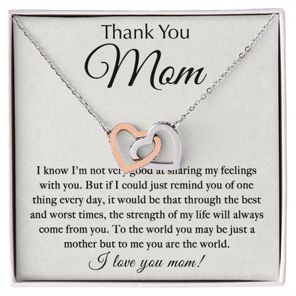 ThankYou Mom - You_re The World interlocking hear necklace