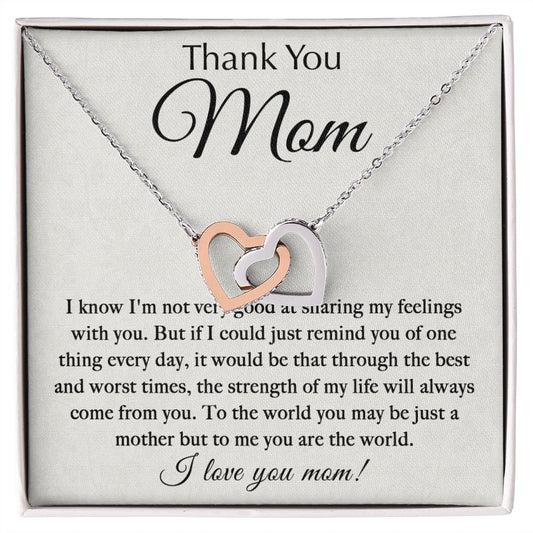 ThankYou Mom - You_re The World interlocking hear necklace