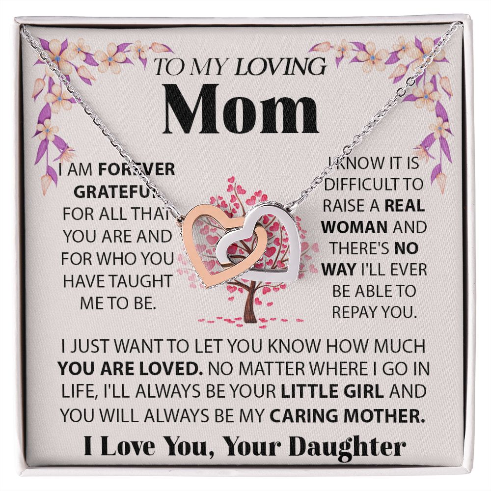 Loving Mom interlocking hear necklace