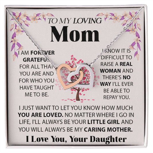 Loving Mom interlocking hear necklace