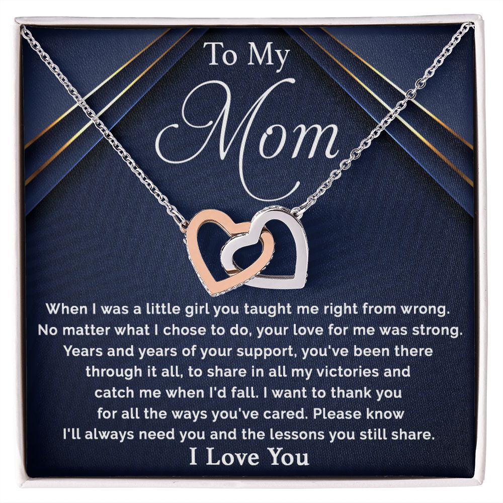 To My Mom - I Want To Thank You For All interlocking hear necklace