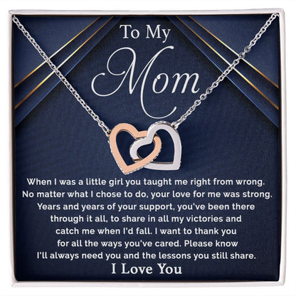 To My Mom - I Want To Thank You For All interlocking hear necklace