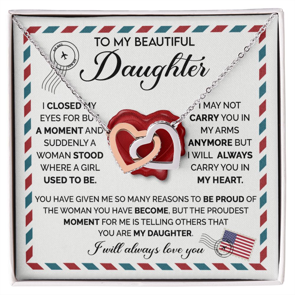 Beautiful Daughter - Closed My Eyes interlocking hear necklace