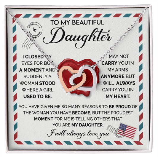 Beautiful Daughter - Closed My Eyes interlocking hear necklace