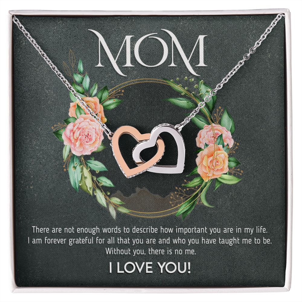 Mom - Not Enough Words interlocking hear necklace