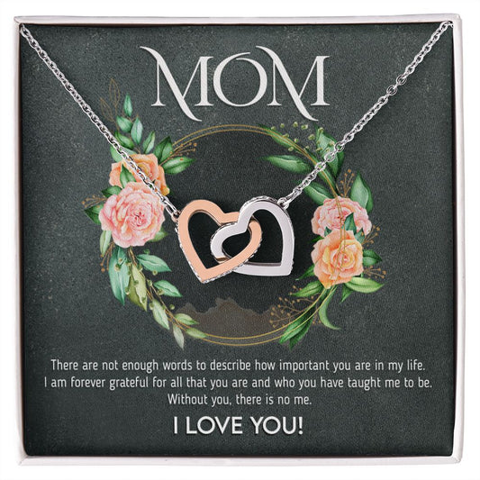 Mom - Not Enough Words interlocking hear necklace