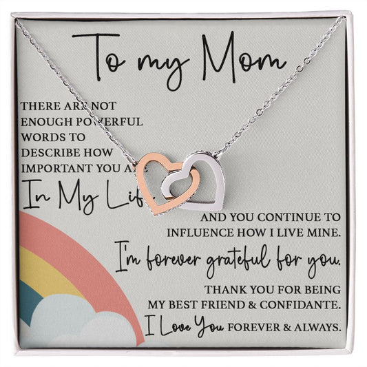 To My Mom - Forever Grateful For You interlocking hear necklace