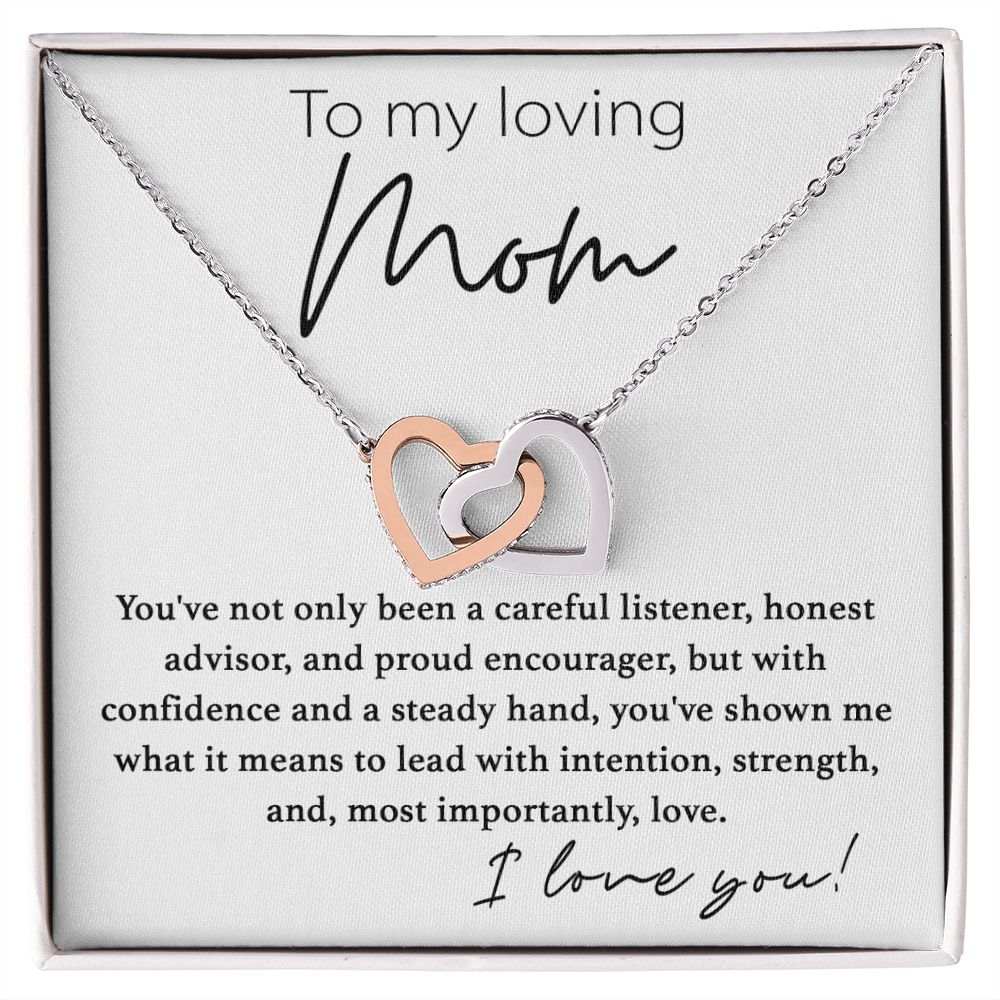 To My Loving Mom interlocking hear necklace