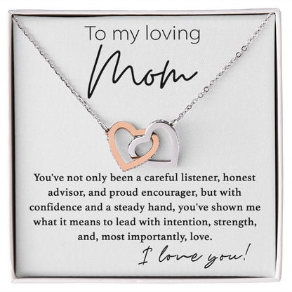 To My Loving Mom interlocking hear necklace