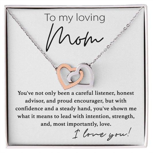 To My Loving Mom interlocking hear necklace