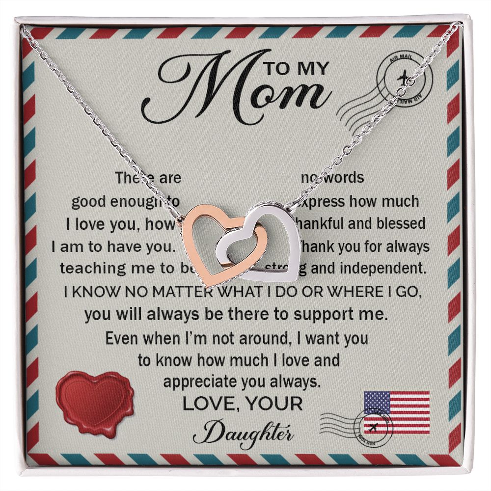 To My Mom - How Much I Love You 2 interlocking hear necklace
