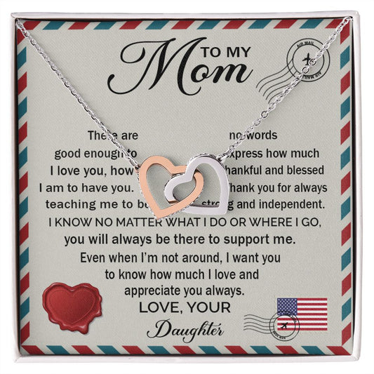 To My Mom - How Much I Love You 2 interlocking hear necklace