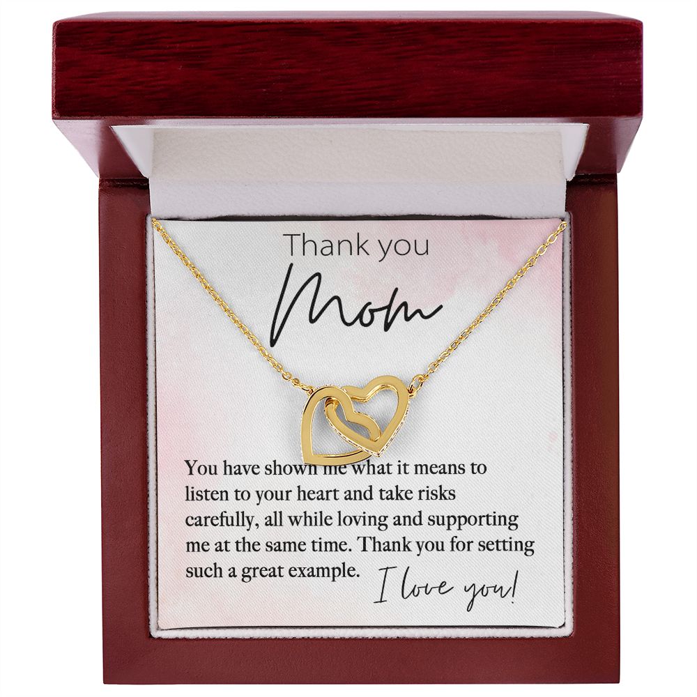Thank You Mom interlocking hear necklace