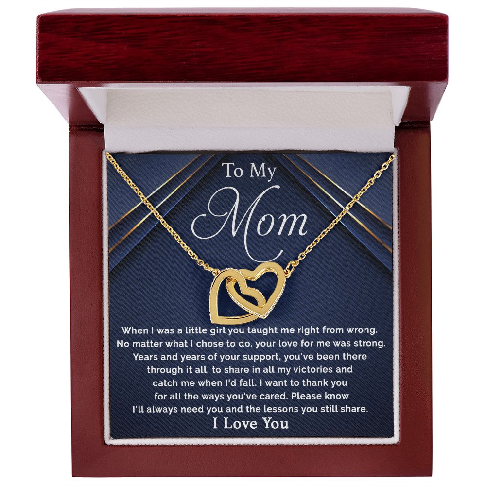 To My Mom - I Want To Thank You For All interlocking hear necklace