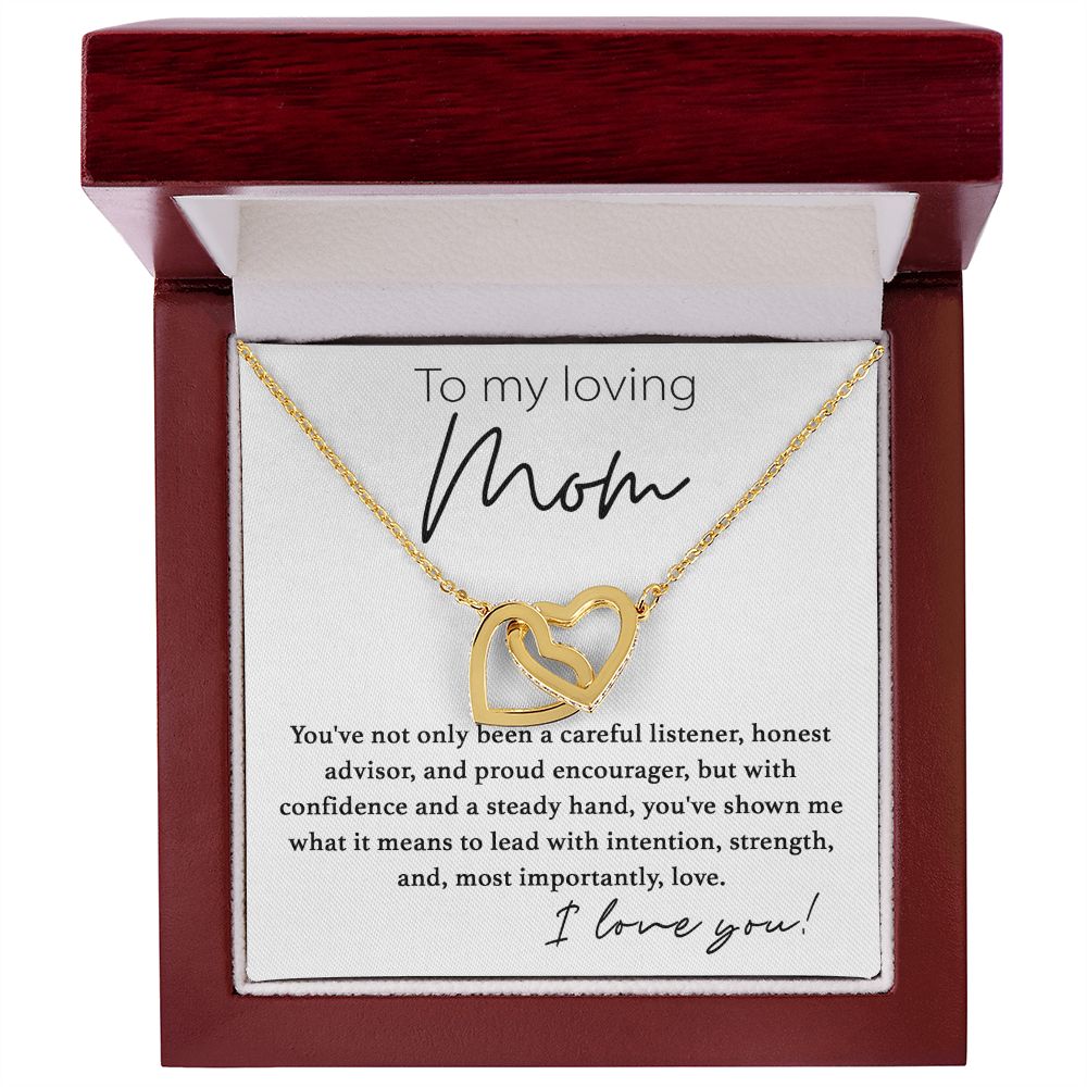 To My Loving Mom interlocking hear necklace