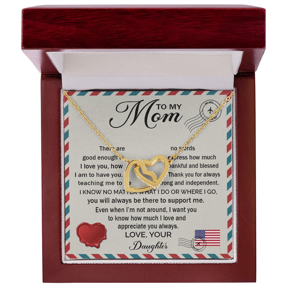 To My Mom - How Much I Love You 2 interlocking hear necklace