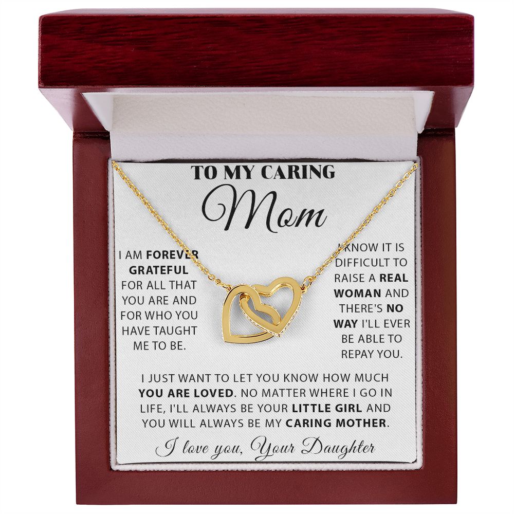 Mom - Forever Grateful interlocking hear necklace