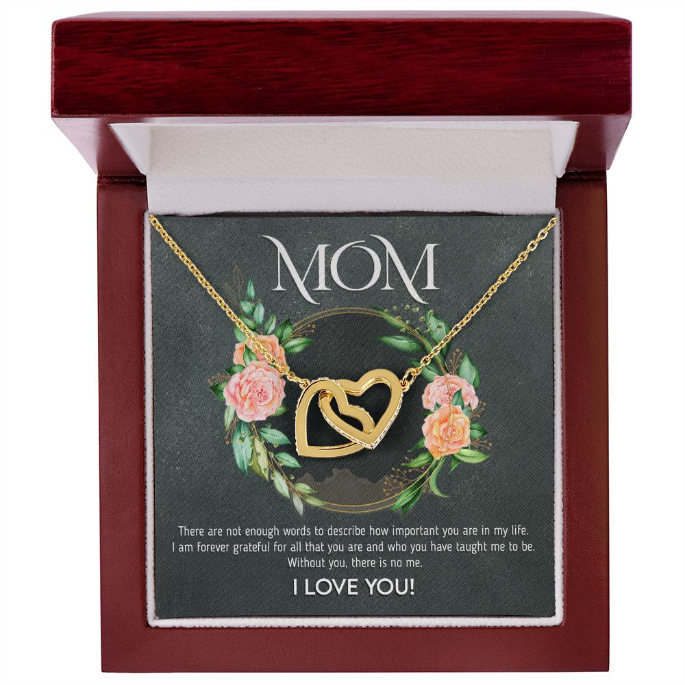 Mom - Not Enough Words interlocking hear necklace