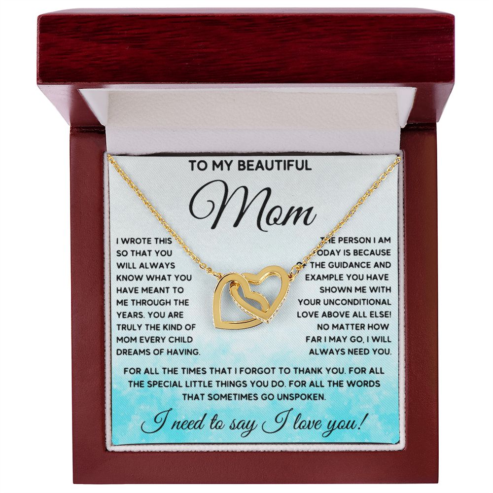 To My Beautiful Mom interlocking hear necklace