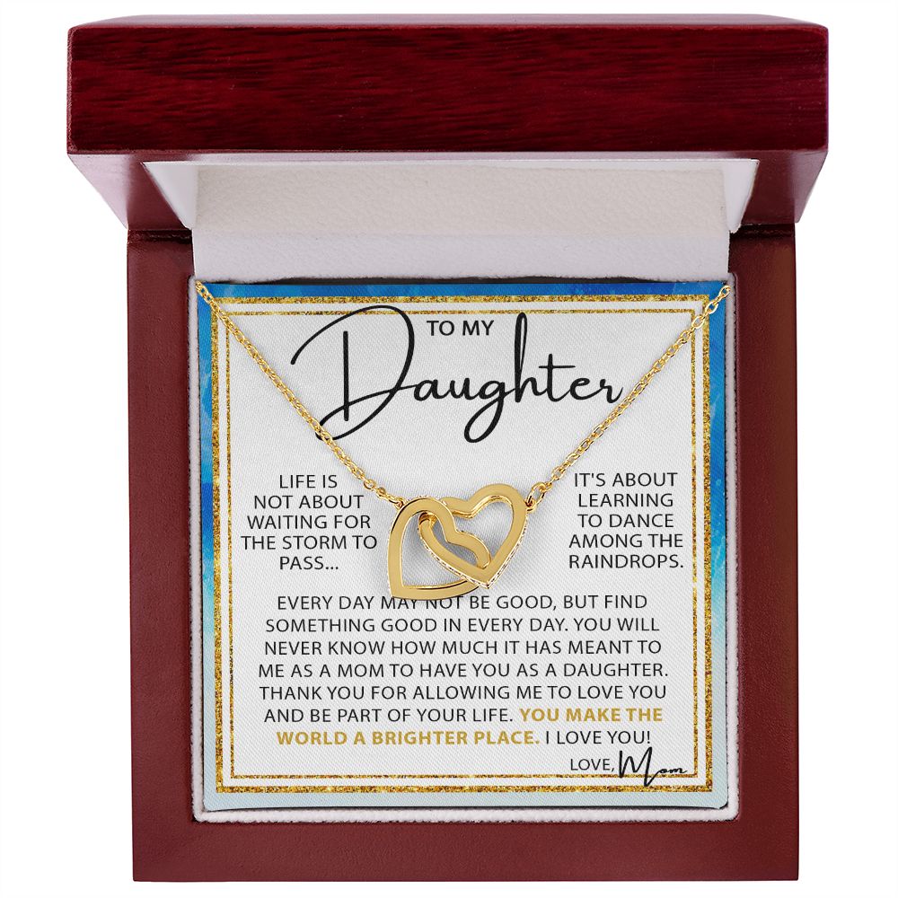 Dance In The Rain - To My Daughter interlocking hear necklace