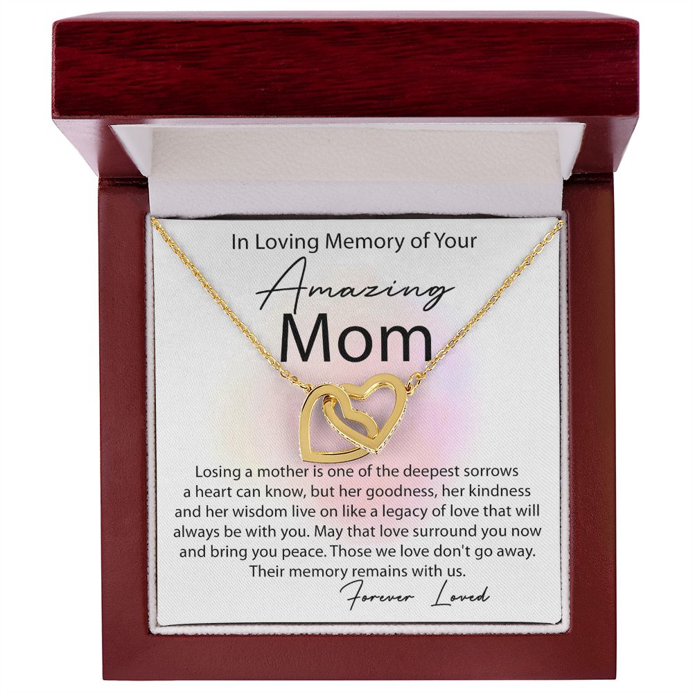 Loving Memory Mom interlocking hear necklace