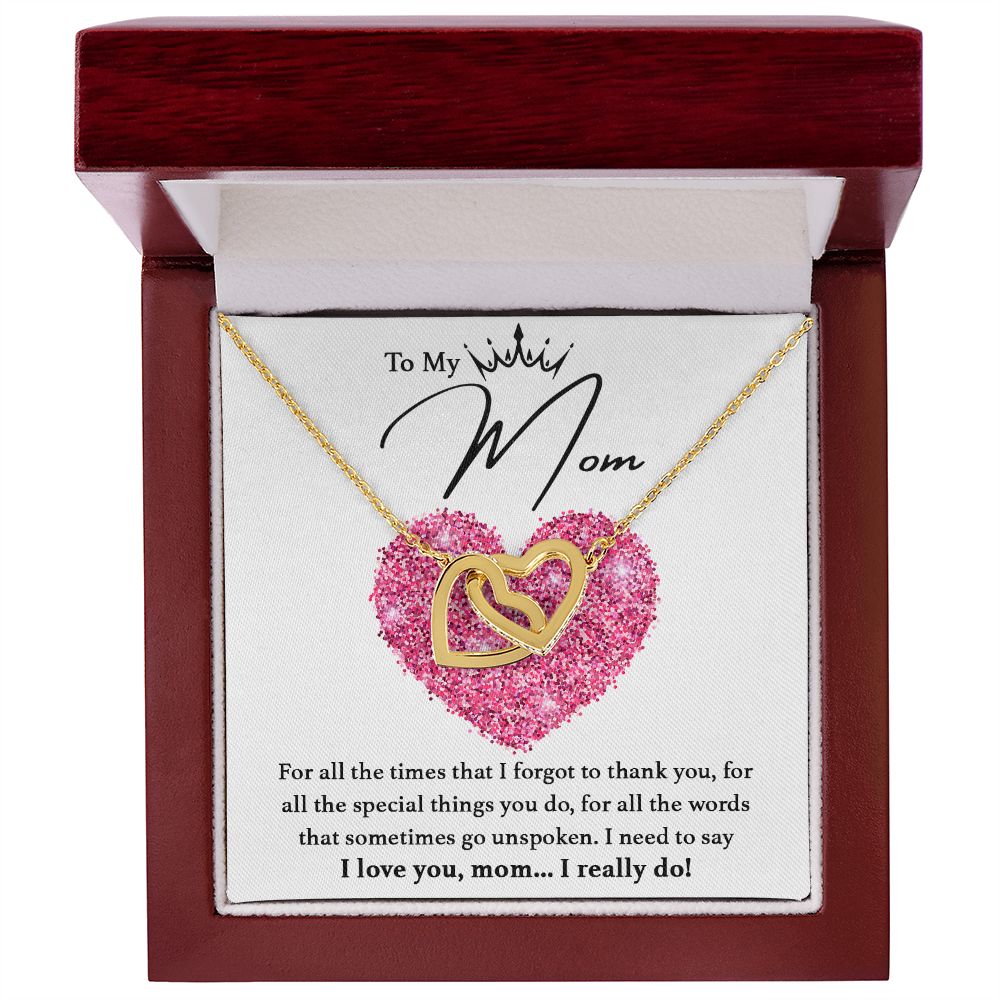 I Love You, Mom...I Really Do interlocking hear necklace