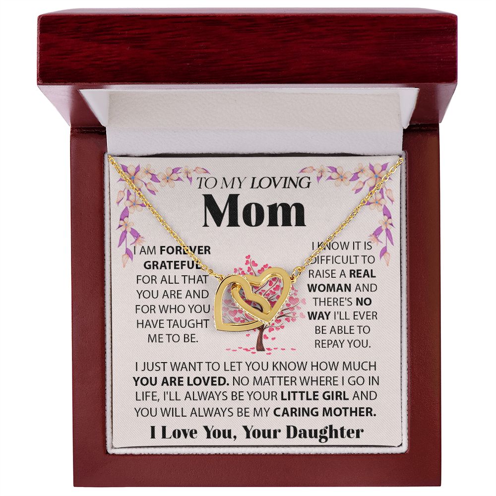 Loving Mom interlocking hear necklace
