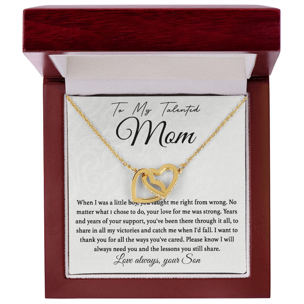 To My Talented Mom interlocking hear necklace