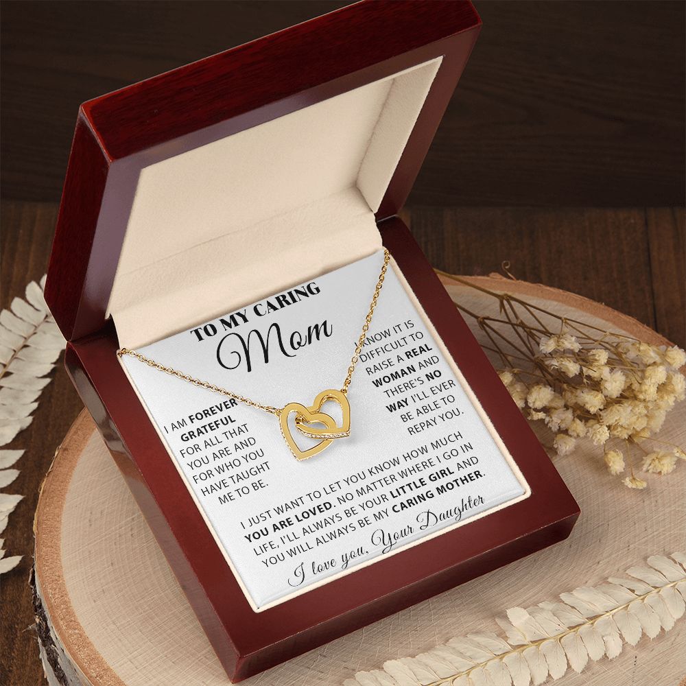 Mom - Forever Grateful interlocking hear necklace
