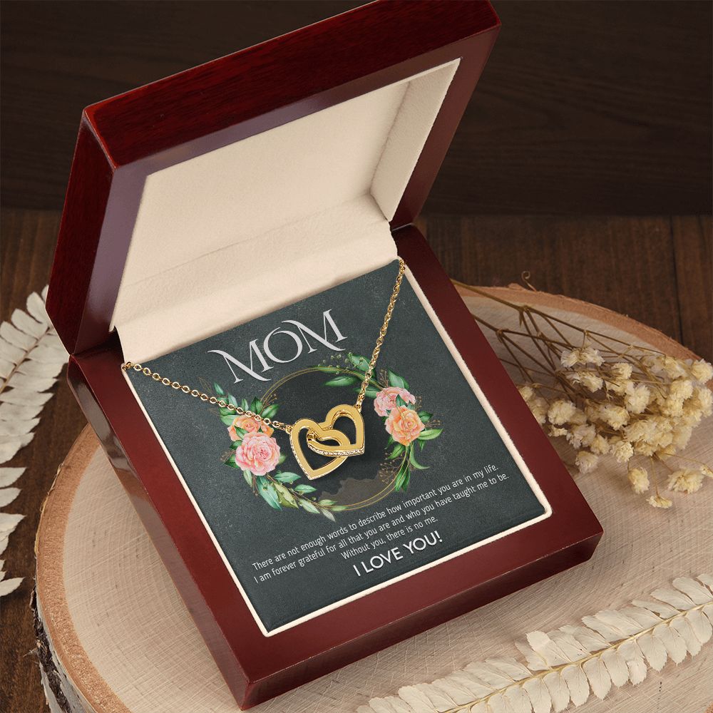 Mom - Not Enough Words interlocking hear necklace