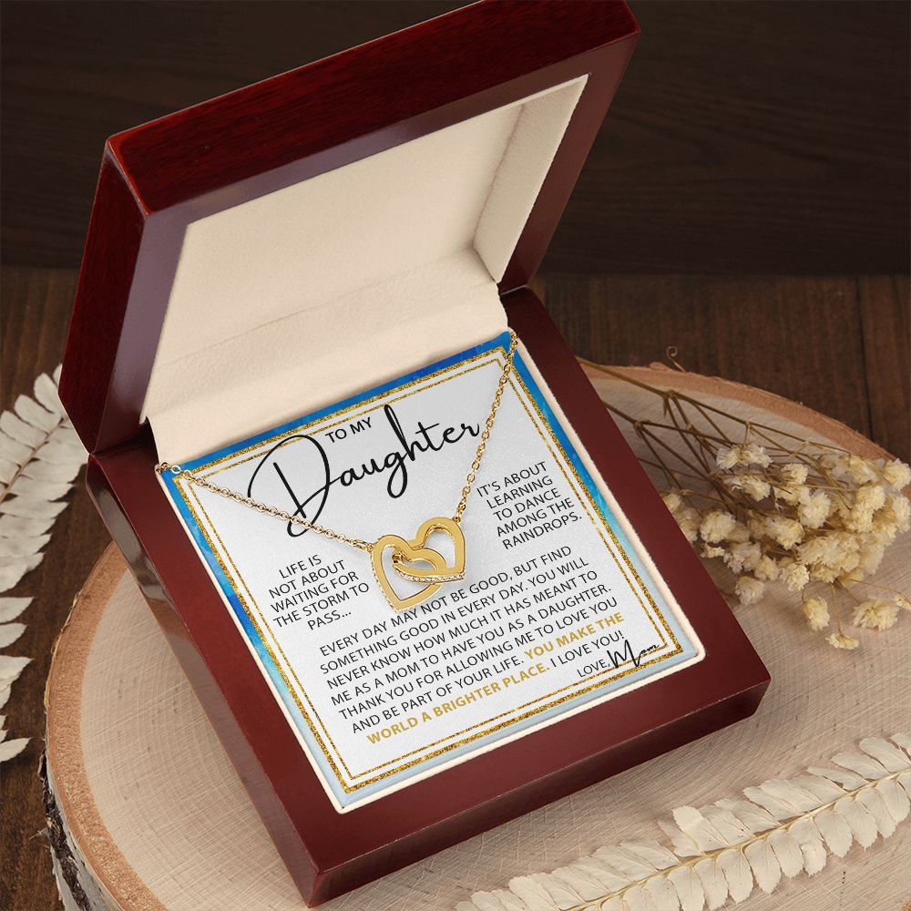 Dance In The Rain - To My Daughter interlocking hear necklace