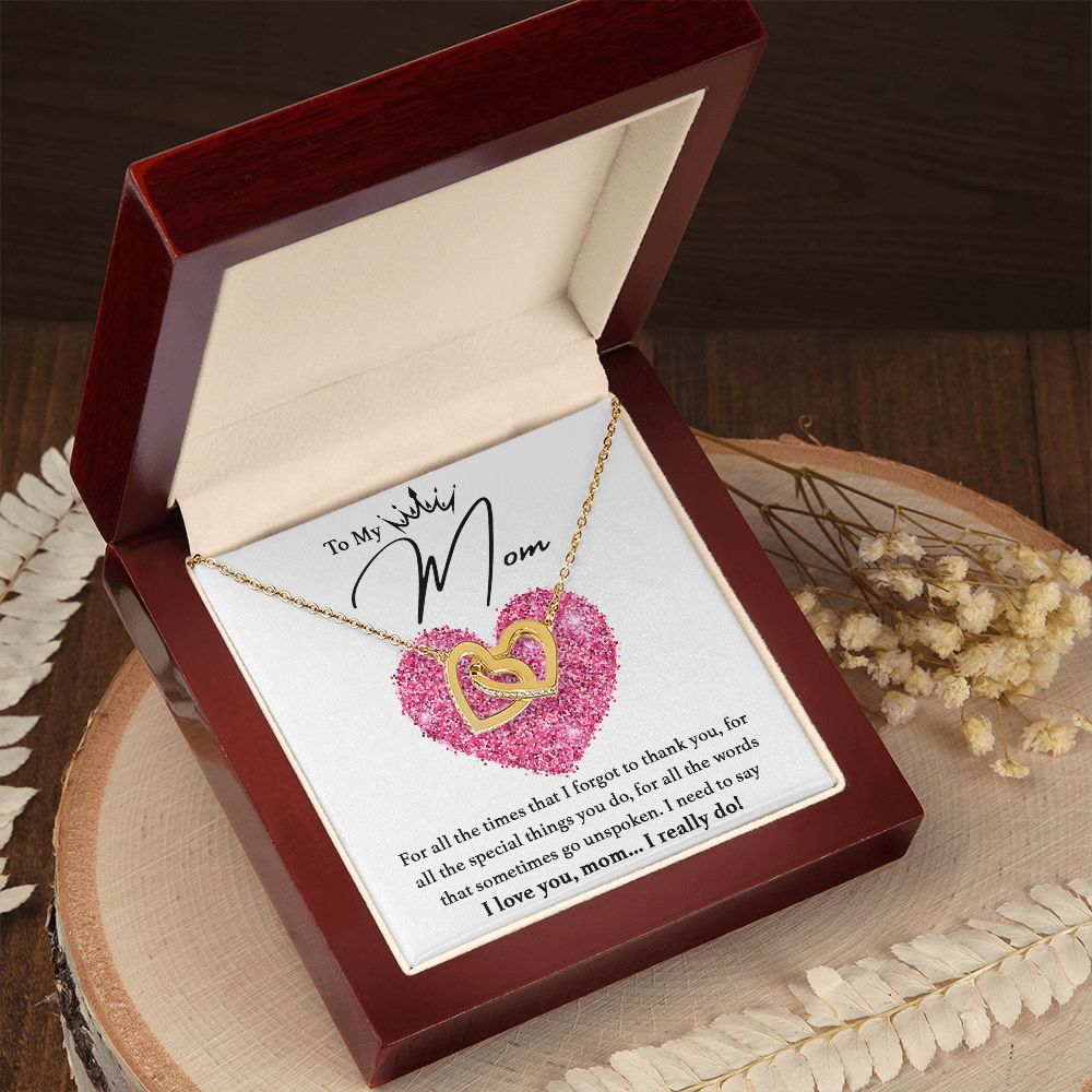 I Love You, Mom...I Really Do interlocking hear necklace