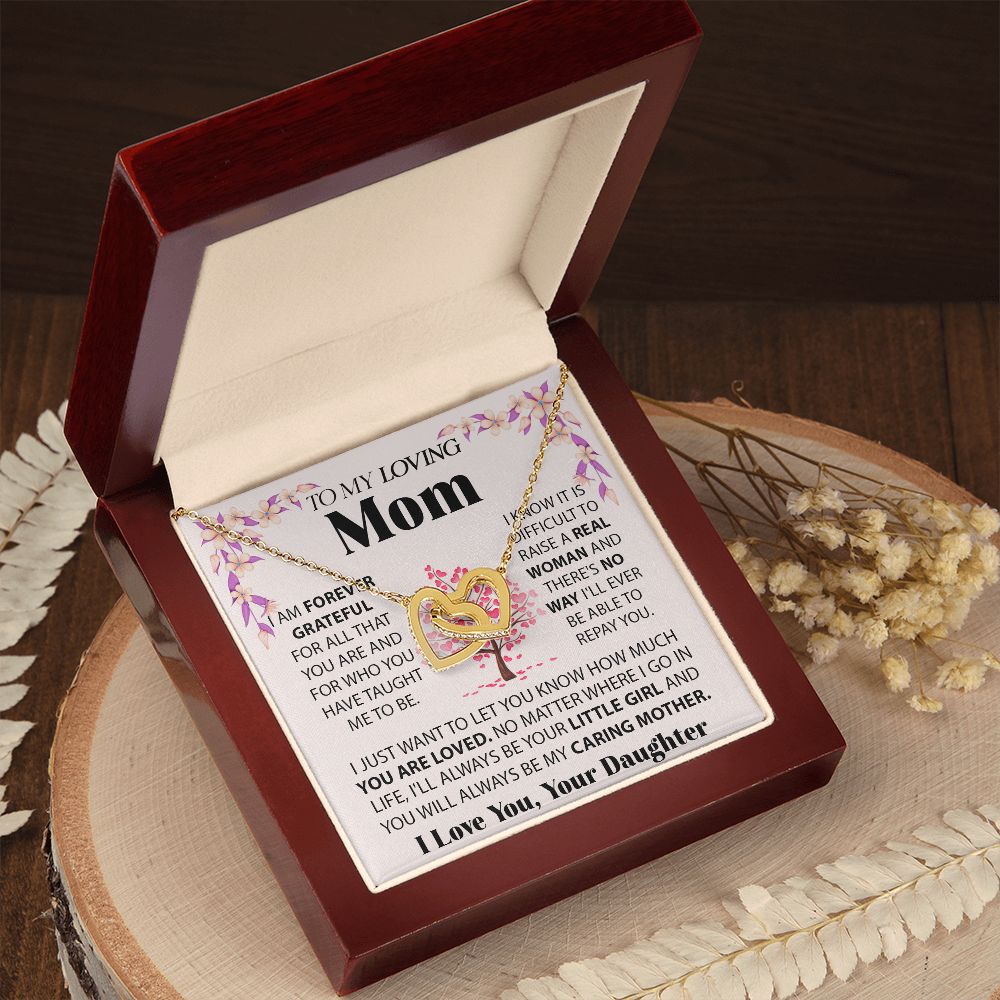 Loving Mom interlocking hear necklace