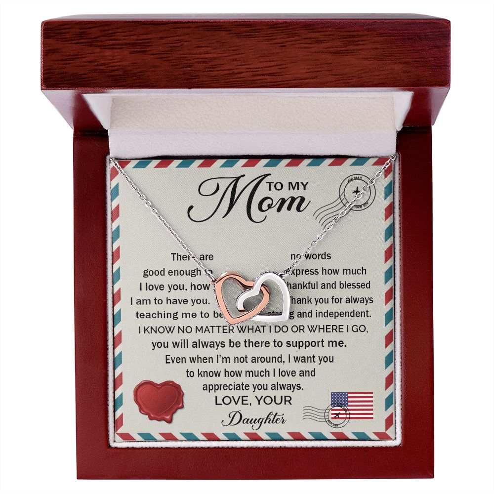 To My Mom - How Much I Love You 2 interlocking hear necklace